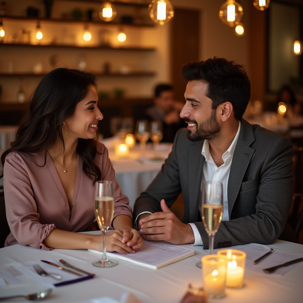 Couple planning wedding